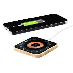 Clear and Bamboo Wireless Charging Pad